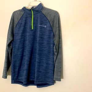 Free County Pullover 1/4 zip Mens size XL long sleeve blue, gray & neon green